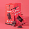 Box of 12 45% milk chocolate bars with almonds, no added sugar, 12g protein each