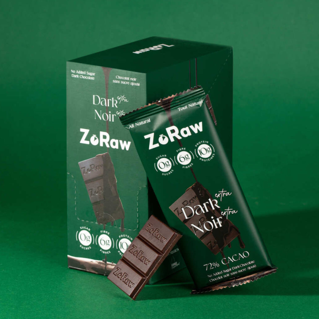 Extra Dark Chocolate Bar with Protein : ZoRaw Chocolates