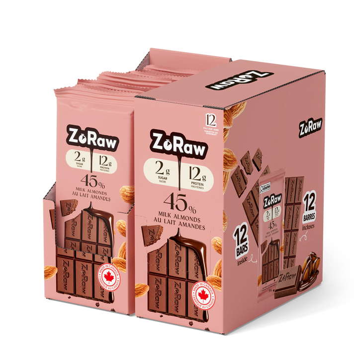 45% Milk Chocolate - Almonds with Protein (Box of 12)