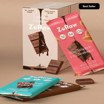 ZoRaw Protein Chocolate Variety Pack, 12g protein per bar, naturally sweetened