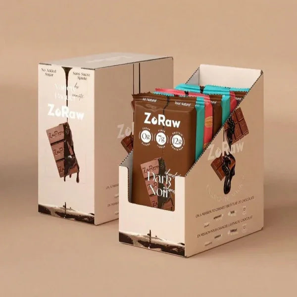 ZoRaw Variety Box with milk, almond and dark chocolate bars